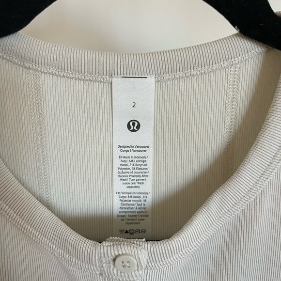 Lululemon Soft Ribbed Button Front Tank - Cream - Picture 3 of 4